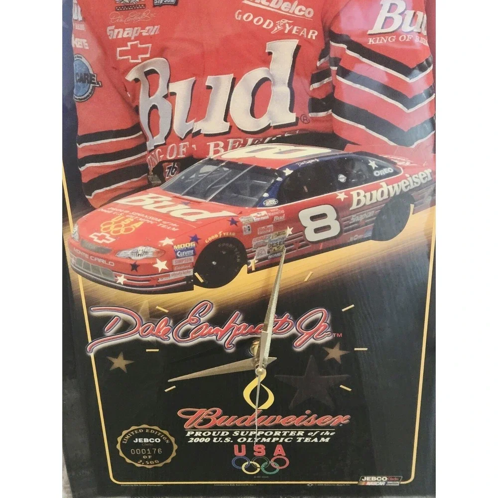 Jebco Dale Earnhardt Jr #8 Budweiser Monte Carlo Olympics Wall Clock USA FLAG